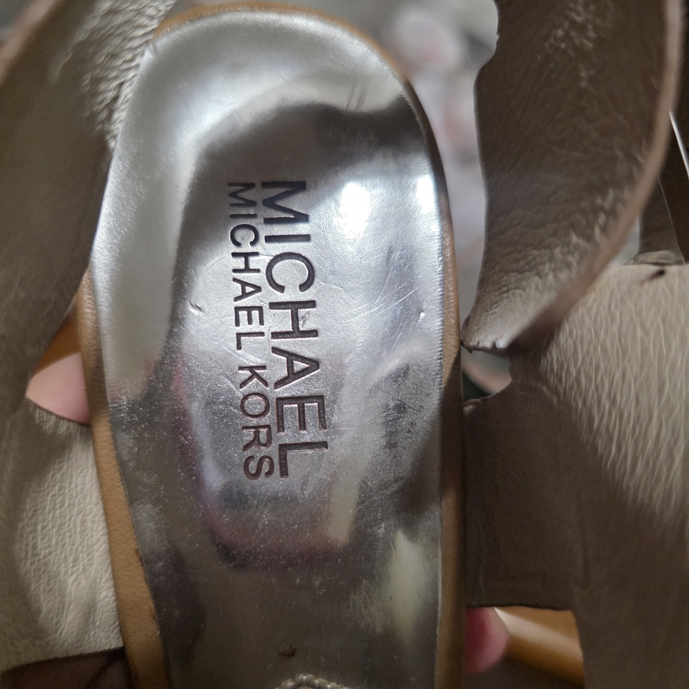 Michael Kors Beige Tan Leather Platform Heels - Picture 6 of 6